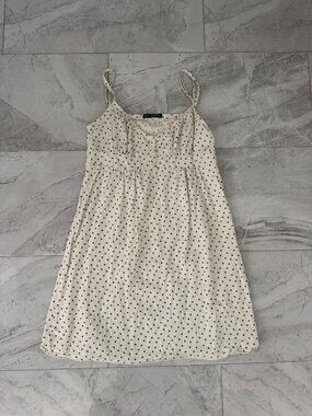 Brandy Melville Cream Floral Floral Print Button Front Mini Dress